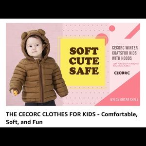 Cecorc 4T Brown kids cute coat with bear ears